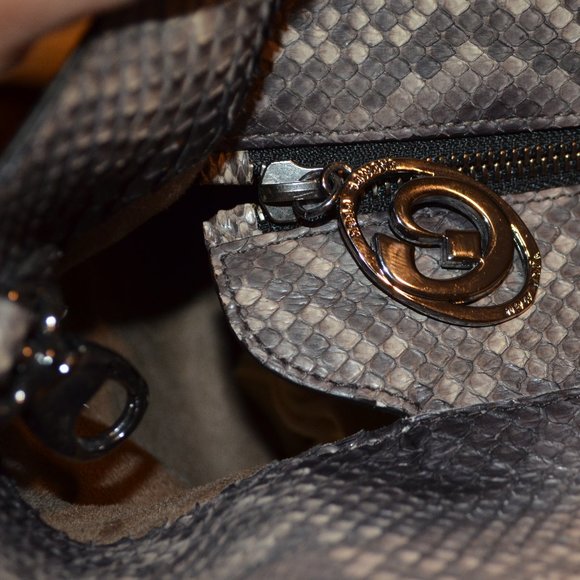 NWOT $2180 Nada Sawaya Brown Python Doulbe Handle Tote Handbag - Picture 6 of 8